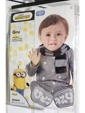 Spirit Halloween Despicable 4 Me Baby Gru Jr Costume 18-24M Jumpsuit Scarf NEW